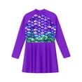 thumbnail image 3 of Zaldita Kids Girls Long Sleeve Swim Dress Floral Print Swimsuit UPF 50+ Rash Guard Bathing Suit Purple 16, 3 of 5