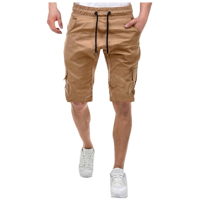 Mens Sport Pure Color Bandage Casual Loose Sweatpants Drawstring Shorts Pant