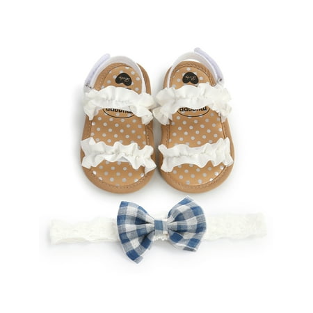 

Musuos Baby Girls Summer Sandals Anti-Slip Soft Sole Ruffle Flat Shoes Toddler First Walker