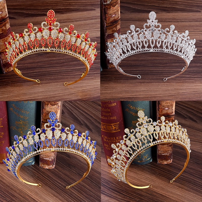 2 Colors 7.5cm High Luxury Crystal Tiara Crown Wedding Bridal Party Pageant Prom 