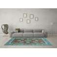 thumbnail image 3 of Ahgly Company Indoor Square Abstract Light Blue Modern Area Rugs, 7' Square, 3 of 4