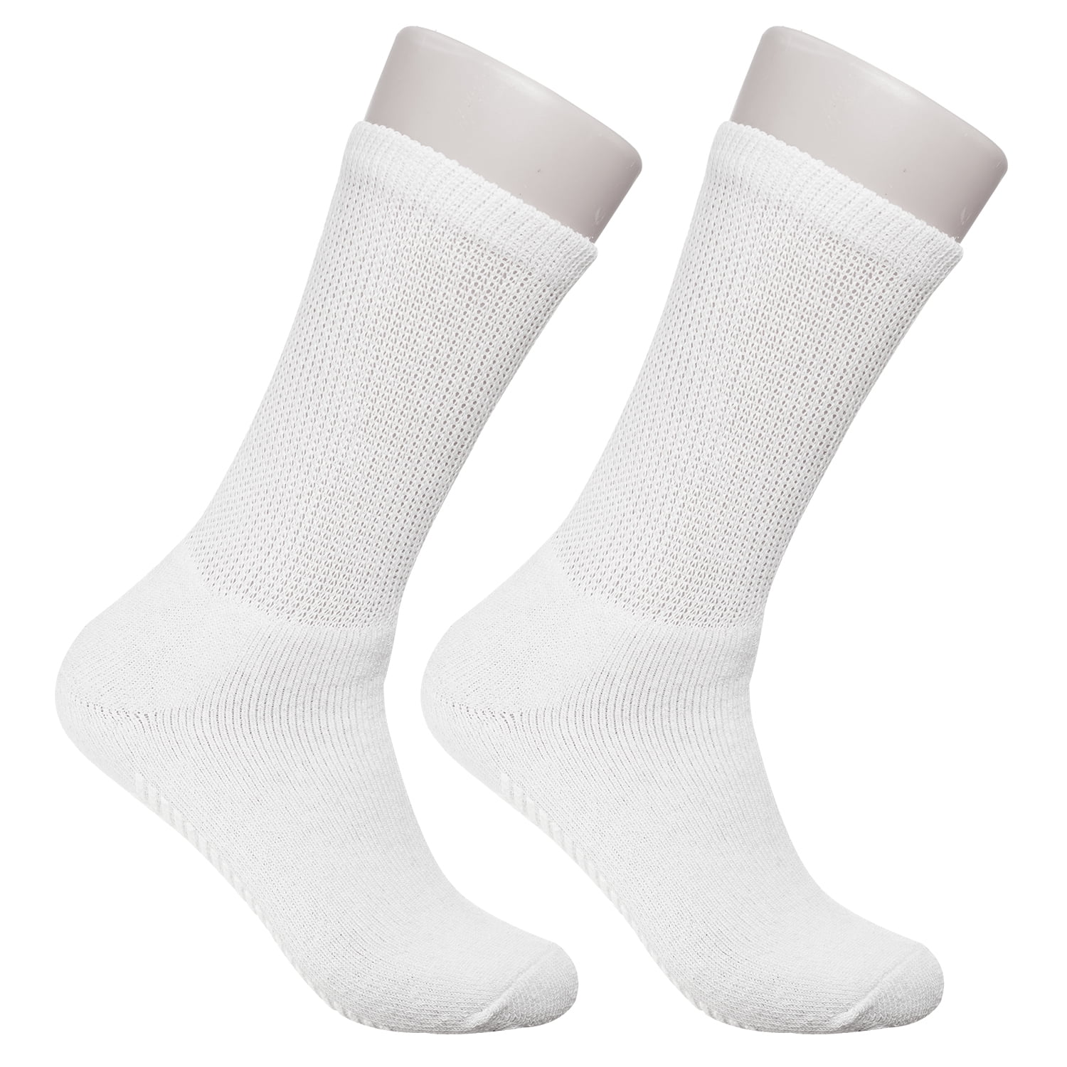 Diabetic Socks - Non Skid Hospital Loose Fitting Slipper Socks With Gripper Bottoms 2 Pack Savings - Gripper socks - Men's Size 13-15 (Skid 3 White)