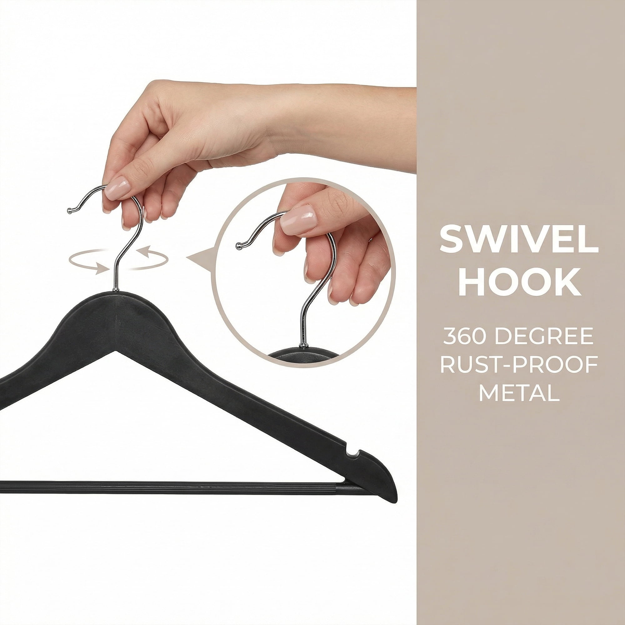 Unique Bargains 10Pcs Plastic Durable Space Saving Nonslip Hangers Black