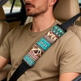 thumbnail image 5 of Xixirimido Car Seat Protection Set 5 Pieces Breathable PU Leather Front Seat Covers with Seat Belt and Console Covers Universal Fits Most Cars, Cow Print Ethnic Tribe, 5 of 8