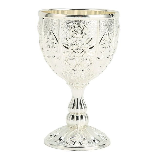 Metal Wine Cup, Rustproof Vintage Style Metal Embossed Wine Cup Flower Pattern For Decor Gold,Silver,Bronze
