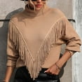 thumbnail image 6 of ShomPort Fall Sweater for Women Casual Long Sleeve Turtleneck Sweaters Fringe Front Pullover, 6 of 6