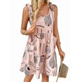 thumbnail image 2 of Women Summer Casual Sleeveless Mini Pleated Tank Vest Dresses Pink S, 2 of 8