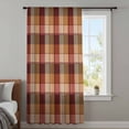 thumbnail image 4 of Red Brown Plaid Sheer Curtains 45 Inches Long, Modern Abstract Ombre Gingham Checkered Light Filering Curtains, Breathable Simi Curtain Privacy Drapes for Kitchen Bathroom Small Window Treatment, 4 of 9