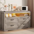 thumbnail image 7 of Grey Dresser for Bedroom, Wood 4 Drawer Dresser with LED Light, Dressers & Chests of Drawers with Metal Handles, Storage and Organization for Bedroom, Hallway, Entryway, Gray, 7 of 7