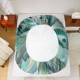 thumbnail image 5 of Manfei Peacock Feather Queen Sheet Sets,Abstract Art Flat Sheet,Green Blue Queen Fitted Sheet For Girl,Microfiber Bedroom Decor,4-Piece, 5 of 7