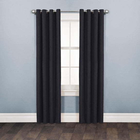 Panneau de rideaux de fenêtre en fausse daim 84" en drapé à œillets, panneau noir,
