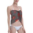 thumbnail image 4 of Kll Red Ladybugs On Dark Background Print Women'S Sarong Coverups Short Bathing Suit Wrap Skirt Beach Wrap Swimsuit Cover Ups, 4 of 7