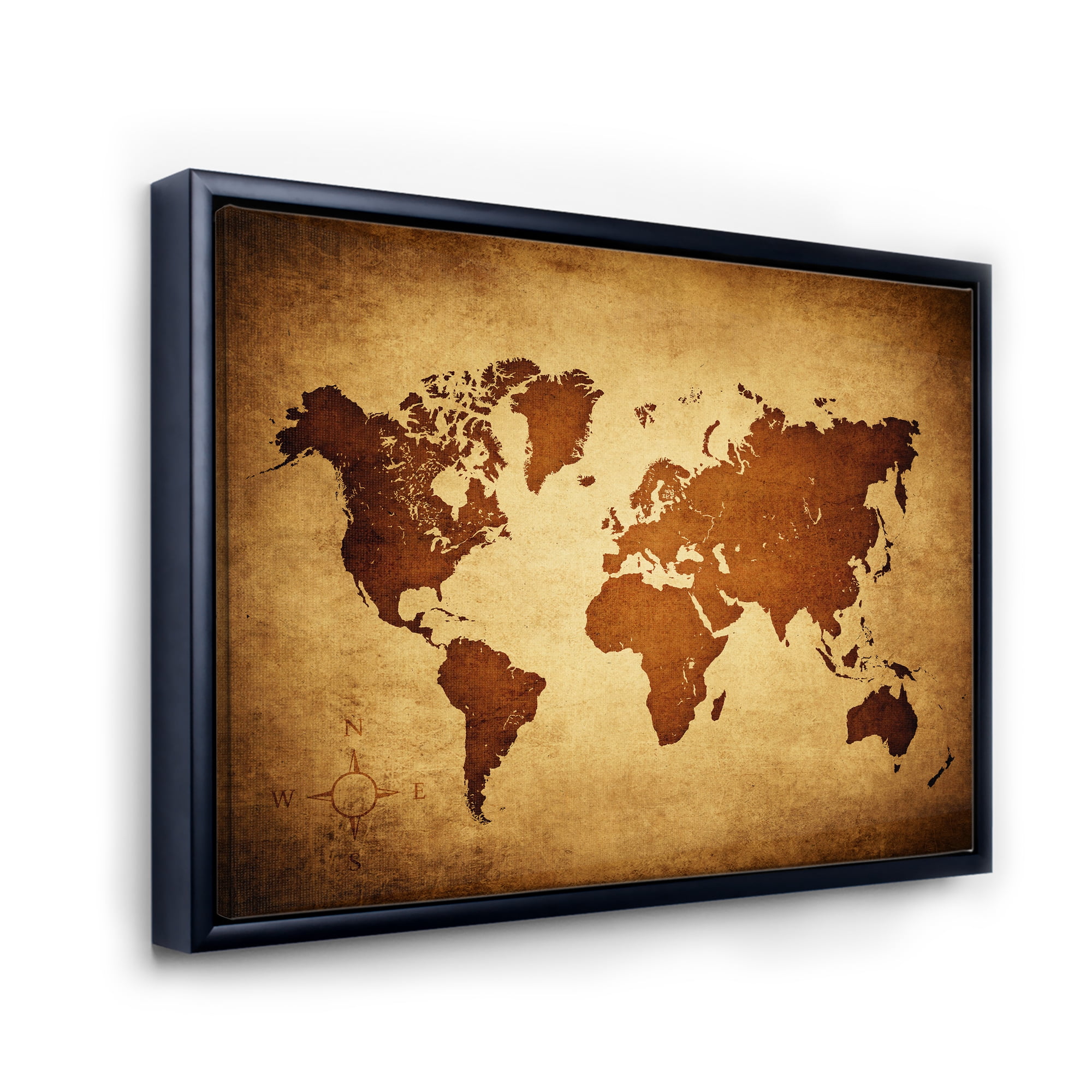 Designart 'Ancient World Map VI' Vintage Framed Canvas Wall Art Print