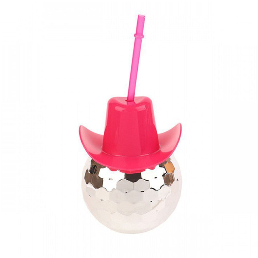 New 600ml Disco Ball Cups Cowboy Disco Ball Cup With Straws Cocktail
