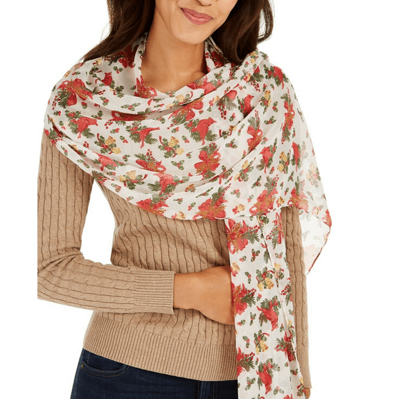 Cejon Women's Scarf Christmas Winter Theme Cardinals White
