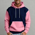 thumbnail image 4 of QHRMKOG Men's Hoodies Relaxed Fit Color Block Hooded Sweatshirrt Trendy Long Sleeve Drawstring Pullover Hoodies Winter Warm Tops with Pockets Pink 2XL, 4 of 5
