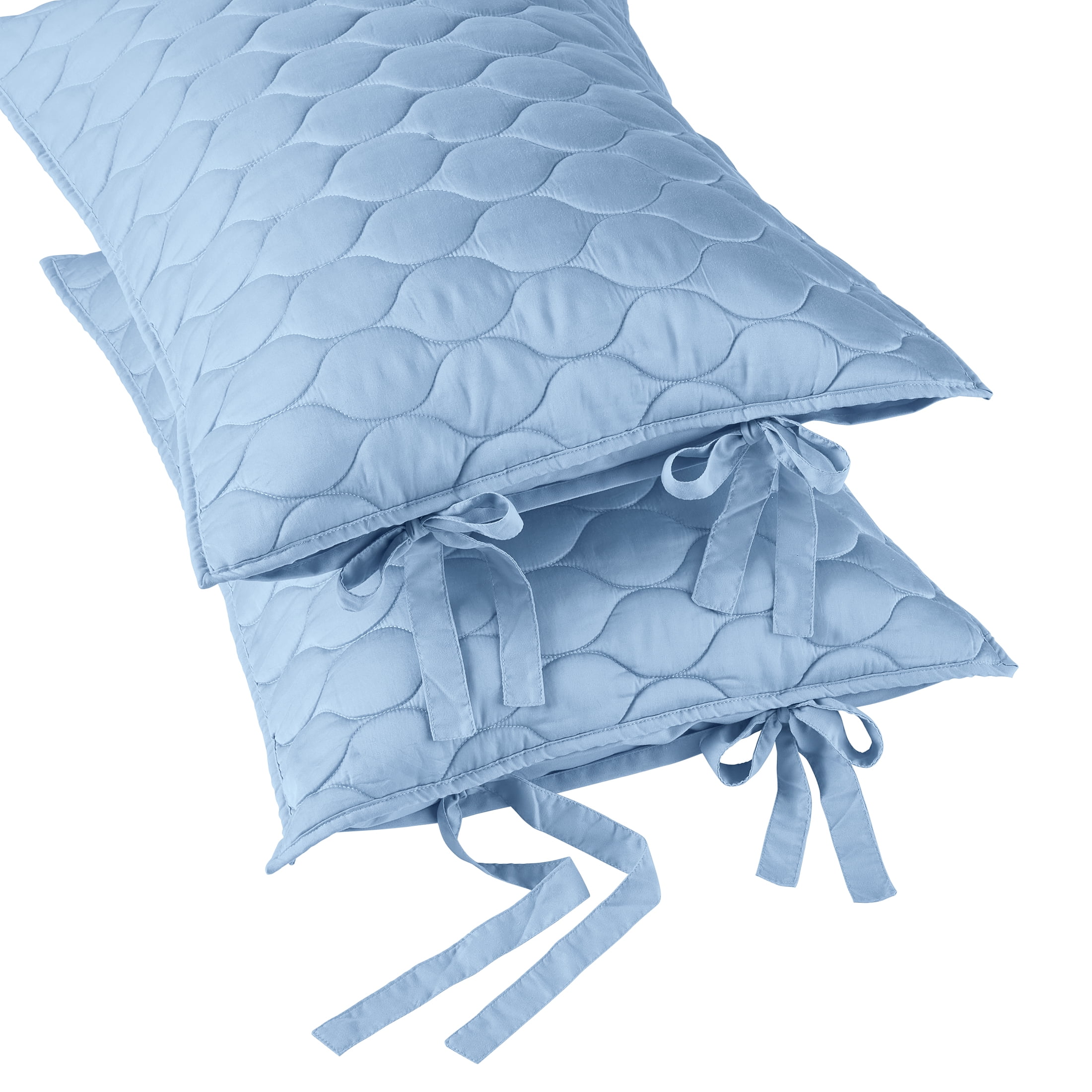 Better Homes & Gardens Tencel Quilted Pillow Shams, Standard, Light Blue, 2 Pack