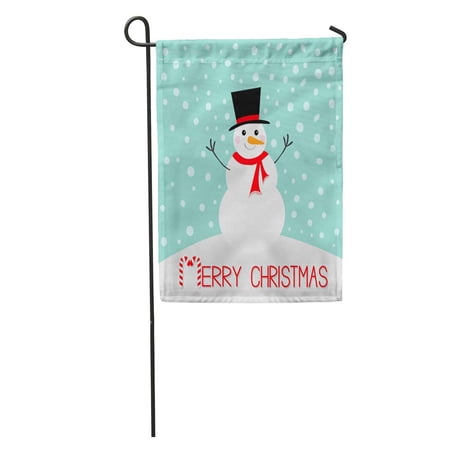 SIDONKU Merry Christmas Snowman Carrot Nose Hat Red Scarf and Snowflakes Garden Flag Decorative Flag House Banner 12x18 inch
