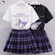 thumbnail image 1 of Anime Kuromi Girls Jk Skirt Skirt Short Sleeve Kawaii Summer Cotton Casual Cartoon Academic Style Student Fashion Short Sleeve, 1 of 5