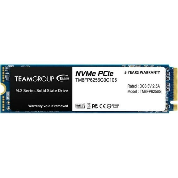 Team Group  MP33 M.2 2280 256GB PCIe 3.0 x4 with NVMe 1.3 3D NAND Internal Solid State Drive - Black - 256GB