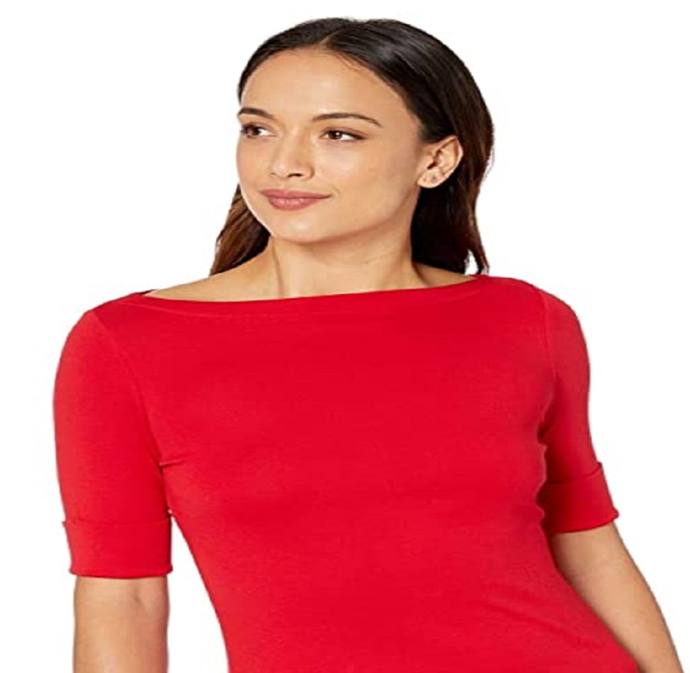 Ralph Lauren Women's Katharin Crew Neck Long Sleeves Knit Top Red Size  Petite XS