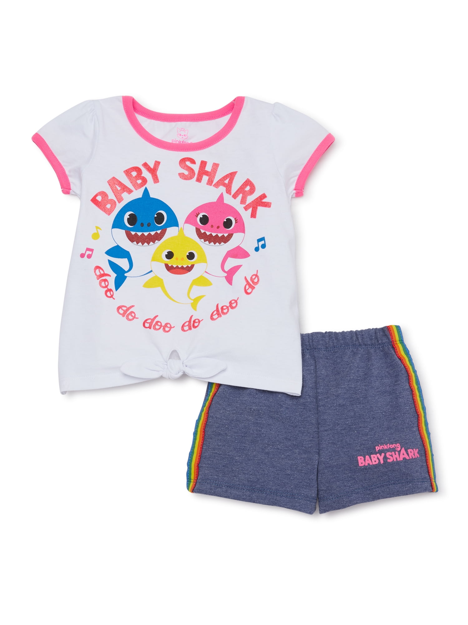 Baby Shark Toddler Girls T-Shirt & Shorts, 2-Piece Outfit Set - Walmart.com