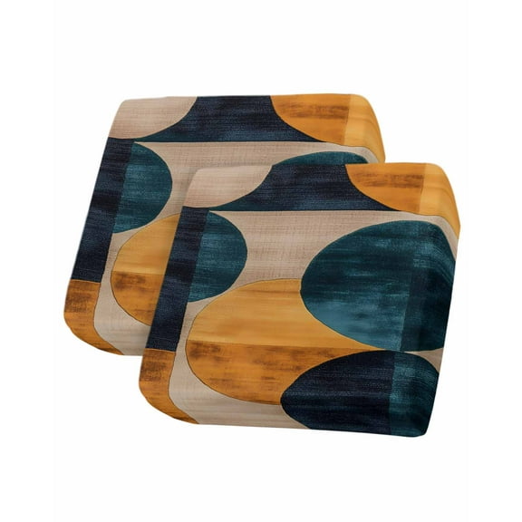 Turquoise Orange Geo Sofa Couch Cushion Covers Washable, Removable Stretchable Sectional Couch Covers, Circle Modern Artwork Slipcovers for L & T Shape Sofa Furniture Protector S Size 2 pcs