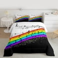 thumbnail image 2 of Manfei Musical Melody Queen Comforter Set,Colorful Waves Striped Bedding Sets,Music Notes Bedding Comforter Set For Girls Kids,Breathable Home Decor Reversible,3-Piece, 2 of 8