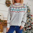 thumbnail image 6 of Fair Isle Sweater for Women Loose Printed Crew Neck Christmas Sweater Comfortable Fall Winter Long Sleeve Pullovers Top Multicolor, 6 of 9