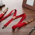 thumbnail image 5 of Buyless Fashion Leather End 2 Pack Suspenders for Men - 48" Elastic Adjustable Straps 1" - Y Back with Metal Hooks - 5139-2-Red, 5 of 7