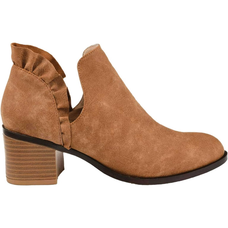 Women s Journee Collection Lennie Ankle Bootie Brown Faux Leather 10 M