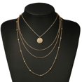 thumbnail image 3 of Collar TUNC Boho oro multicapa lentejuelas con borla cadena delicada moneda grande disco colgante, 3 of 4