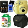 Fujifilm Instax Mini 8 Instant Film Camera (Yellow) + Fujifilm Instax Mini Film (20 sheets) + 4 AA Rechargeable Batteries with Battery Charger + Padded Camera Case + HeroFiber® Gentle Cleaning Cloth