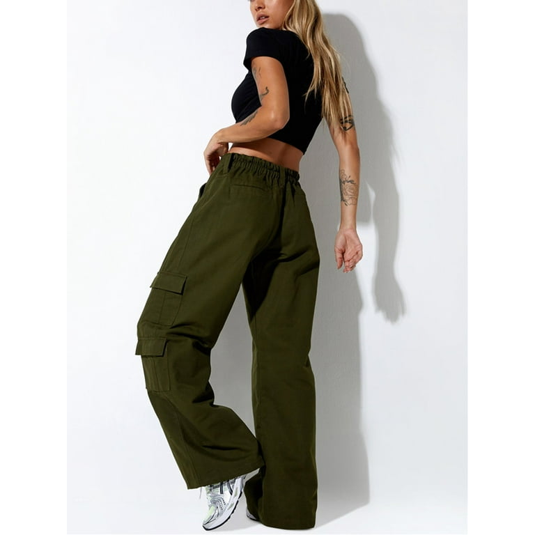 Women Baggy Hip Hop Cargo Pants Y2k Low Waist Loose Joggers Cargo Trousers  Casual Sweatpant Streetwear