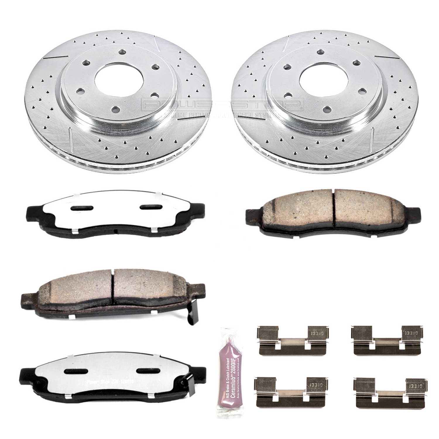 PowerStop Front Z36 Truck & Tow Carbon-Fiber Ceramic Brake Pad and Drilled and Slotted Rotor Kit Fits: INFINITI NISSAN Select Models K211-36