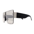 thumbnail image 3 of Womens Luxury Flat Top Thick Temple Mafia Sunglasses Black Silver Mirror, 3 of 4