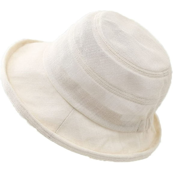 CoCopeaunts Summer Bucket Hat Women Linen Sun Shade Wide Brim Crimping Bucket Cap Breathable Light Soft Quick Dry Basin Hat