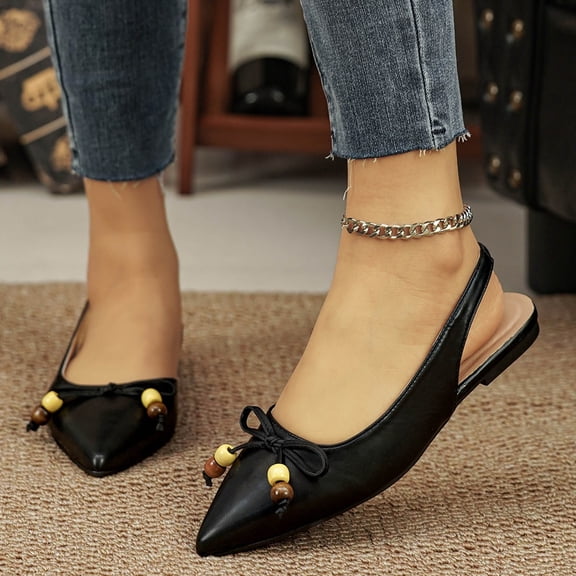 Dpityserensio Sandals for Women And Versatile Pointed-Toe Casual Plus-Size Shoes Spring/Summer Style Trendy Soft-Soled Open-Back Buckle Sandals