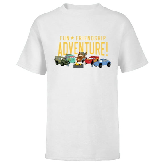 Disney and Pixar’s Cars Characters Fun Friendship Adventure - Short Sleeve T-Shirt for Kids - Customized-White