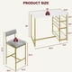 thumbnail image 2 of Juego de Mesa Barra Moderno para 2 con Almacenamiento - Mesa Altura Barra con 3 Estantes y 2 Sillas Tapizadas Grises - Mueble Compacto para Cocina y Comedor de Apartamento - Mármol Dorado, 2 of 8