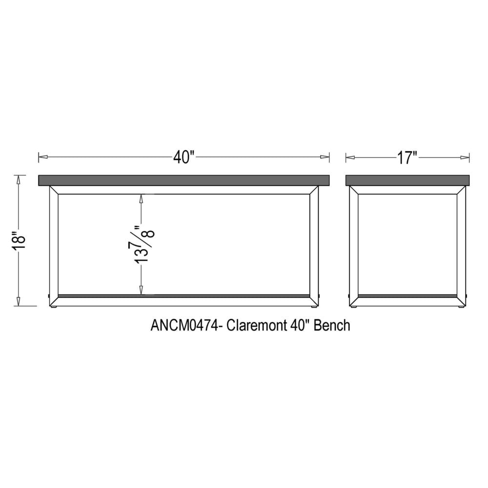 Alaterre Claremont 40" Rustic Wood Bench with Low Shelf