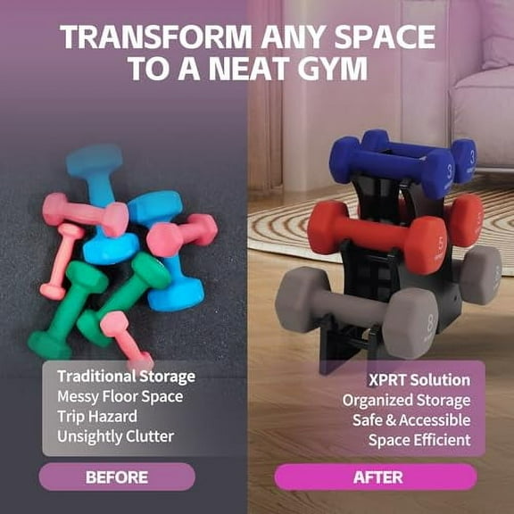 XPRT Fitness 32 lb. Neoprene Dumbbell Set with Rack