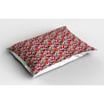 thumbnail image 2 of Ambesonne Floral Pillow Sham 2 Pack, Flowers with Striped Leaves, 36"x20", Vermilion Maroon, 2 of 3