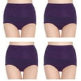 thumbnail image 4 of HUPOM Underwear Women Cotton Womens Underwear High Waist Casual Tie Seamless Waistband Purple XL, 4 of 5