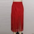 thumbnail image 6 of qelini Womens Suede Skirt High Waist Loose Long Skirt Elastic Waist Straight Skirt Fringe Hem Solid Color Skirt, 6 of 8