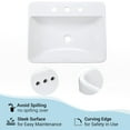 thumbnail image 3 of Aquaterior 23" Rectangle Bathroom Vessel Sink Drop in Ceramic Semi Recessed Basin with Pop up Drain, 3 of 10