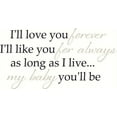 thumbnail image 3 of Baby Wall Sticker Quote I'll Love Forever I'll Like You For Always. 2-color Vinyl Decal 12x23 -Chocolate and Beige Chocolate Brown & Beige, 3 of 3