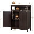 thumbnail image 3 of Bathroom Floor Storage Cabinet, Wooden Free Standing Storage Organizer with 2 Doors & Adjustable Shelf for Living Room, Hallway, Espresso, 3 of 19