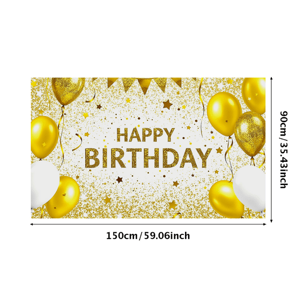 Glittery Gold Starry Background Banner for Birthday Party, Happy Birthday Decoration, Party Supplies, Photography Props, Backdrop Decor