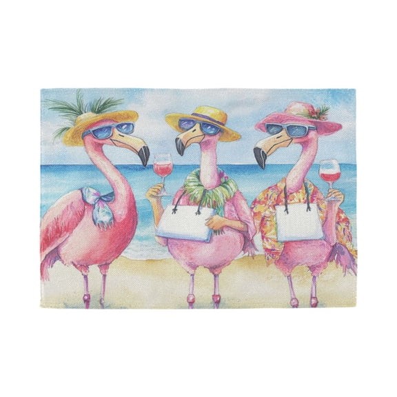 Qxltty Traveling Flamingos Placemats Set of 1 Heat Resistant Non-Slip Place mat for Dining Table Washable Durable Polyester Woven Table Decorations